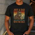 Just A Dad Who Always Came Back With The Milk Daddy Men's Casual T-Shirt Dark Grey