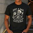 Just A Dad Who Always Came Back Skeleton Fathers Day Men's Casual T-Shirt Dark Grey
