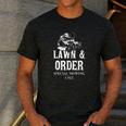 Lawn & Order Special Mowing Unit Dad Joke Lawn Mower Men's Casual T-Shirt Dark Grey
