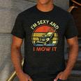 Lawn Mowing Dad Im Sexy And I Mow It Mower Garden Men's Casual T-Shirt Dark Grey