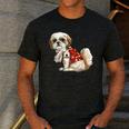 I Love Dad Tattoo Shih Tzu Dad Father's Day Men's Casual T-Shirt Dark Grey
