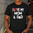 I Love My Mom & Dad Celebrate Family Mother Father Men's Casual T-Shirt Dark Grey