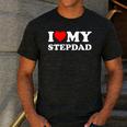 I Love My Step-Dad Heart Family Grandpa StepDad Bonus Dad Men's Casual T-Shirt Dark Grey