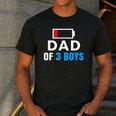 Matching Father's Day Low Battery Dad Of 3 Boys Men's Casual T-Shirt Dark Grey