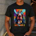Mom & Dad Of a Basshole Basset Hound With Glasses -Adults Short Sleeve Men's Casual T-Shirt Dark Grey