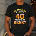 Mom Dad My Daughter Is Turning 40 Years Old Where's My Beer Men's Casual T-Shirt Dark Grey