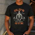 Old's Gym Logo Workout Dad Grandpa Weightlifting Old Men Gym Men's Casual T-Shirt Dark Grey