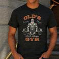 Old's Gym Logo Workout Dad Grandpa Weightlifting Old Men Gym Men's Casual T-Shirt Dark Grey