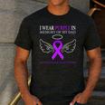 Pancreatic Cancer I Wear Purple In Memory Of My Dad Men's Casual T-Shirt Dark Grey