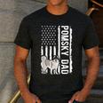 Pomsky Dad American Flag Pomsky Owner Pomsky Lover Men's Casual T-Shirt Dark Grey