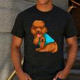 Poodle I Love Dad Tattoo Apparel Dog Dad Dads For Men Women Men's Casual T-Shirt Dark Grey