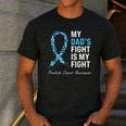 Prostate Cancer Awareness Light Blue Ribbon Dad Survivor Men's Casual T-Shirt Dark Grey