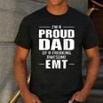 Proud Dad Of a Freaking Awesome EMT Emergency Medical Men's Casual T-Shirt Dark Grey
