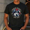 Proud Husky Dad American Flag Patriotic Husky Dad Men's Casual T-Shirt Dark Grey