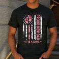 Proud New Dad New Girl Baby First Fathers Day American Flag Men's Casual T-Shirt Dark Grey