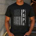 Proud Papa Fathers Day 2025 Dad America USA Flag Men's Casual T-Shirt Dark Grey