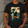 Pug Japanese Kanagawa Wave Surfing Japan Mom Dad Kids Men's Casual T-Shirt Dark Grey