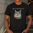 Rage Is Consuming Me Silly Staring Cat Meme Dad Mom Men's Casual T-Shirt Dark Grey Rage Is Consuming Me Silly Staring Cat Meme Dad Mom Men's Casual T-Shirt Dark Grey