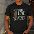 I Really Love It When My Wife Lets Me Go Hunting Dad Men's Casual T-Shirt Dark Grey