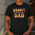 Retro Groovy Dad Matching Family 1st Birthday Party Men's Casual T-Shirt Dark Grey