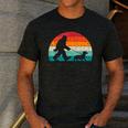 Retro Sasquatch Lover Doxie Wiener Dog Walker Bigfoot Walking a Dog Dachshund Weiner Dog Dad Weenie Small Men's Casual T-Shirt Dark Grey