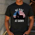 We Ride At Dawn Lawnmower Lawn Mowing Dad Vintage Men Men's Casual T-Shirt Dark Grey