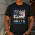 Semi Truck Driver Trucker Daddy Husband US American Flag Men's Casual T-Shirt Dark Grey