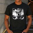 Shiba Inu Dog Dad Mom Graphic Selfie UFOs Weird Aliens Men's Casual T-Shirt Dark Grey