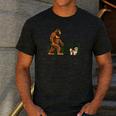 Shih Tzu Bigfoot Dog Walking Mom Dad Kids Men's Casual T-Shirt Dark Grey