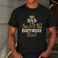 Sixteen Squad Bday Party Dad Of Sweet 16th Birthday Queen Men's Casual T-Shirt Dark Grey