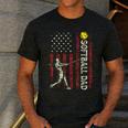 Softball Dad US Flag For Dad Men Patriotic Fathers Day Men's Casual T-Shirt Dark Grey