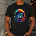Space Cat Mom Cat Dad Men Women Kids Astronaut Space Men's Casual T-Shirt Dark Grey