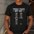 Tricks I Teach My Cat Cat Owner Kitten Dad Mom Kitty Men's Casual T-Shirt Dark Grey