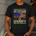 I Have Two Titles Veteran And Grumpy Dad Papa Grandpa Men's Casual T-Shirt Dark Grey