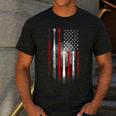 Vintage Baseball American Flag Classic Fit Tee For Dad And Mom Men's Casual T-Shirt Dark Grey