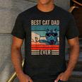 Vintage Best Cat Dad Ever Bump Fist Father's Day Cat Daddy Men's Casual T-Shirt Dark Grey
