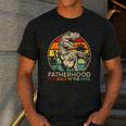 Vintage Fatherhood Is A Walk In The Park Dad T Rex Dinosaur Men's Casual T-Shirt Dark Grey