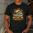 Vintage Father's Day Fishing Full Time Dad Part Time Hooker Men's Casual T-Shirt Dark Grey