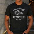 Vintage First Time Uncle 2026 Hand Dad Baby Father's Day Men's Casual T-Shirt Dark Grey