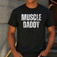 Vintage Muscle Daddy Weightlifter Dad Cool Father Workout Men's Casual T-Shirt Dark Grey