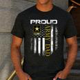 Vintage Proud Army Dad With American Flag Men's Casual T-Shirt Dark Grey