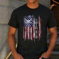 Vintage USA Flag Proud Swimming Dad Swim Swimmer Silhouette Men's Casual T-Shirt Dark Grey