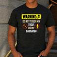 Warning Do Not Touch My Tools Or My Daughter Dad Men's Casual T-Shirt Dark Grey