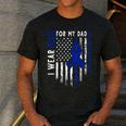 I Wear Blue For My Dad Colon Cancer Awareness Blue USA Flag Men's Casual T-Shirt Dark Grey