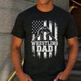 Wrestling Dad US Flag Fathers Day Wrestling Fans Men's Casual T-Shirt Dark Grey