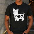 Yorkshire Terrier Papa Dog Puppy Doggie Pet Lover Yorkie Dad Men's Casual T-Shirt Dark Grey