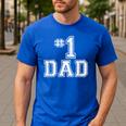 1 Dad Number One Father's Day Vintage Style Men's Casual T-Shirt Royal Blue