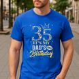 35 It's My Dad's Birthday Crown Happy 35 Years Old Men's Casual T-Shirt Royal Blue