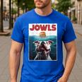 American Bulldog Jowls Burger Bully Dog Mom Dog Dad Men's Casual T-Shirt Royal Blue