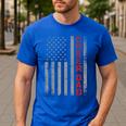 American Flag Cheer Dad Vintage Patriotic Father Cheerleader Men's Casual T-Shirt Royal Blue